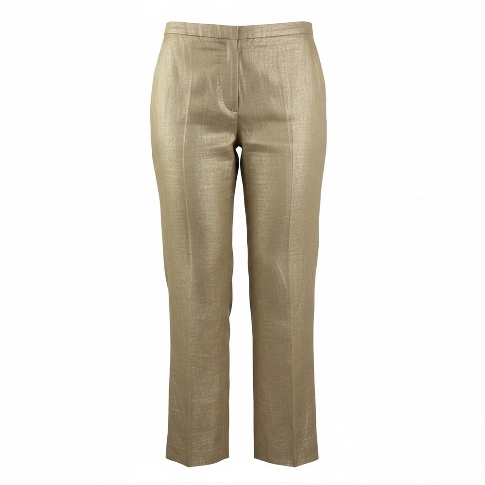 Lauren Ralph Lauren Linen Pants Size 14 Gold Coated Straight Leg Trousers Resort